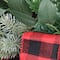 24&#x22; Mixed Pine, Leaves &#x26; Pinecone Corner Swags with Red Buffalo Check Bows, 2ct.